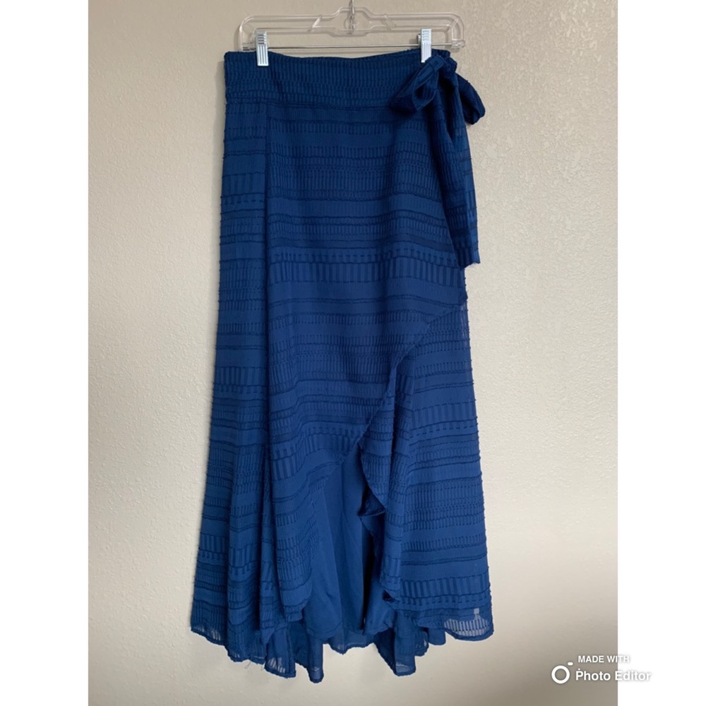 New York & Co Blue Boho High-Low Wrap Skirt Size XS